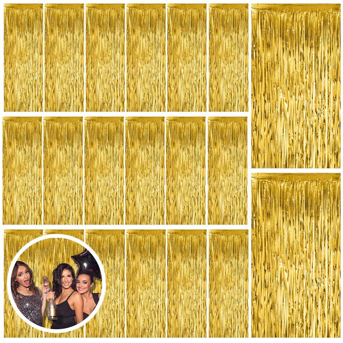 Foil Fringe Streamer Backdrop Curtain for Party Events