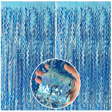 Wavy Metallic Tinsel Fringe Backdrop Curtain for Parties