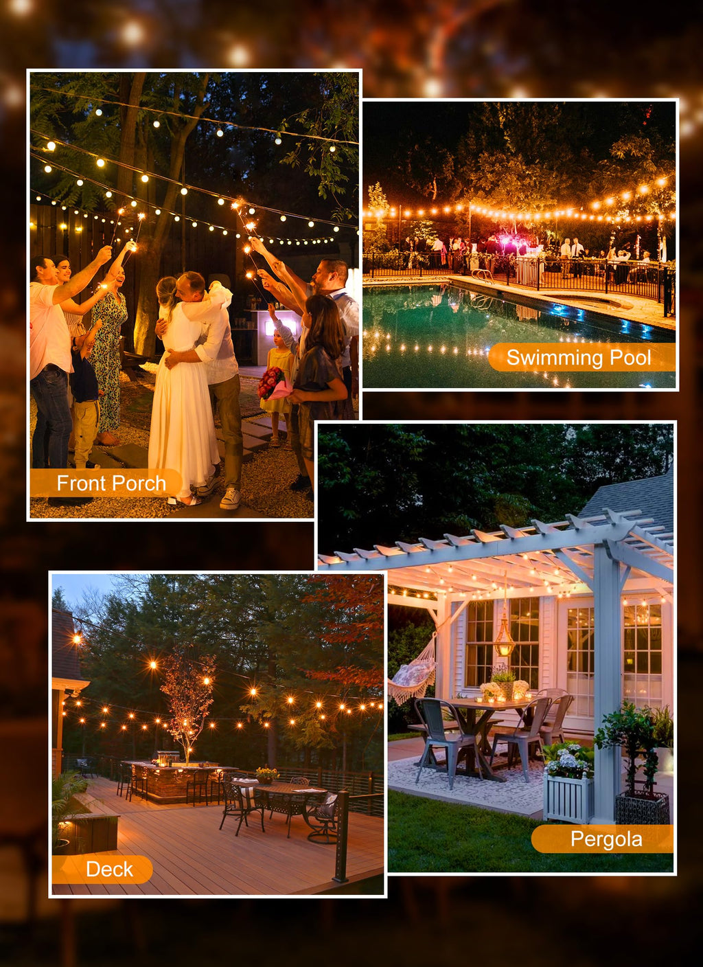 Dimmable G40 LED Outdoor String Lights for Patio Events