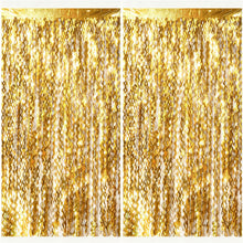 Wavy Metallic Tinsel Fringe Backdrop Curtain for Parties