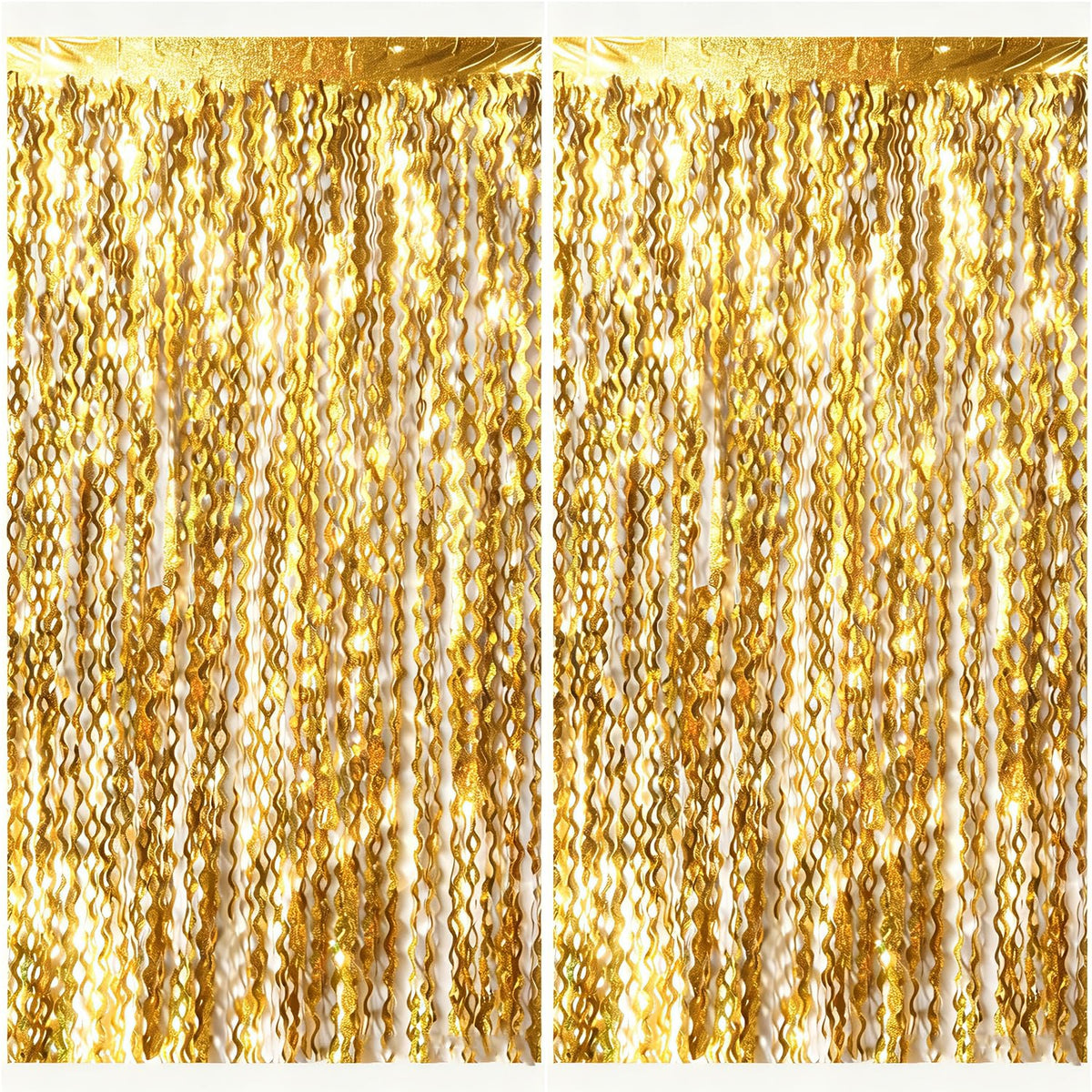 Wavy Metallic Tinsel Fringe Backdrop Curtain for Parties