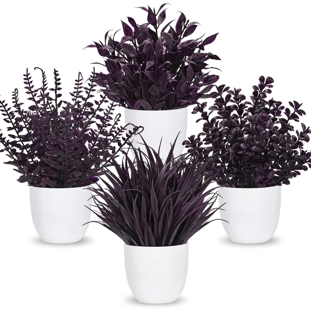 Small Black Faux Potted Plants for Bathroom & Home Decor