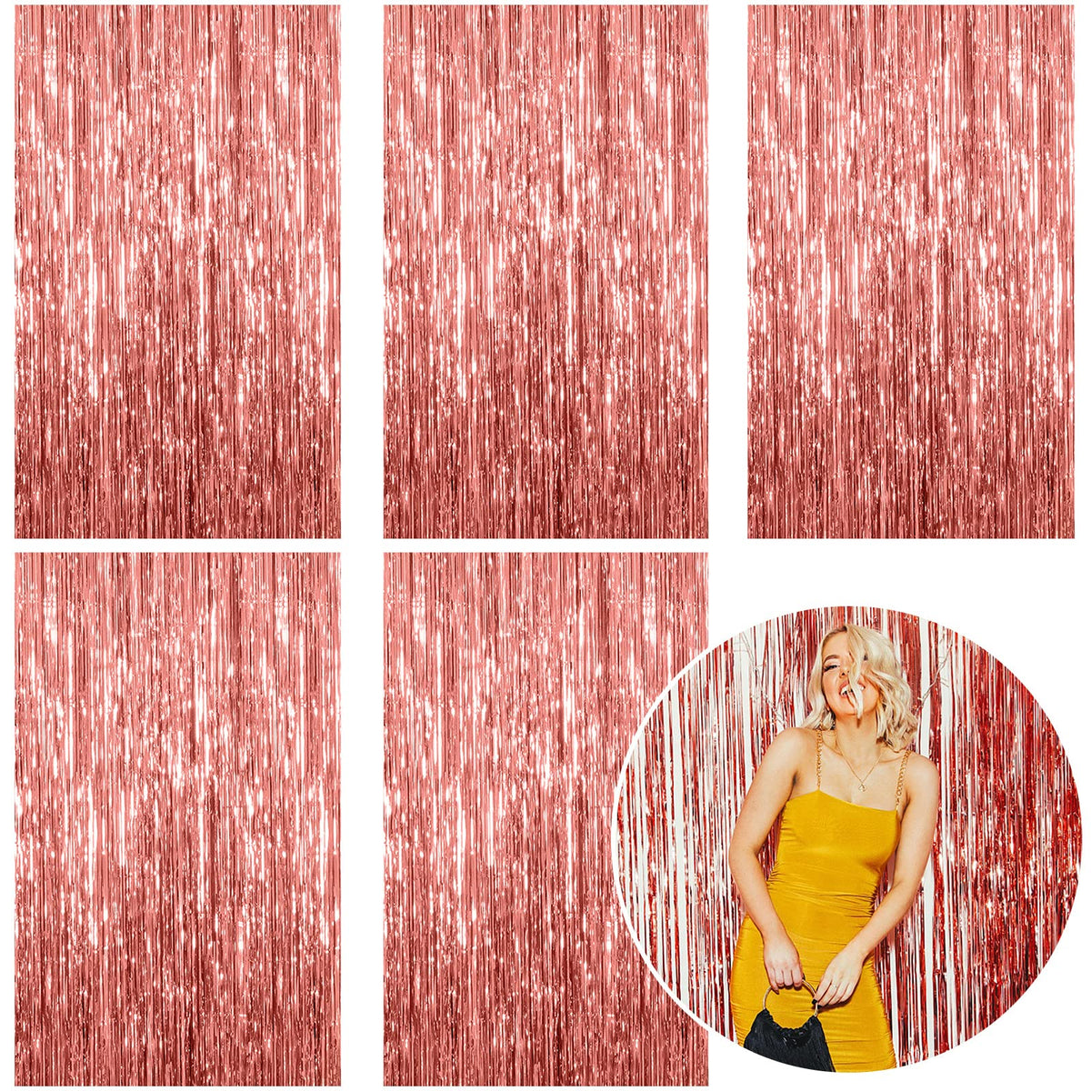 Metallic Foil Fringe Backdrop Curtain for Party Events