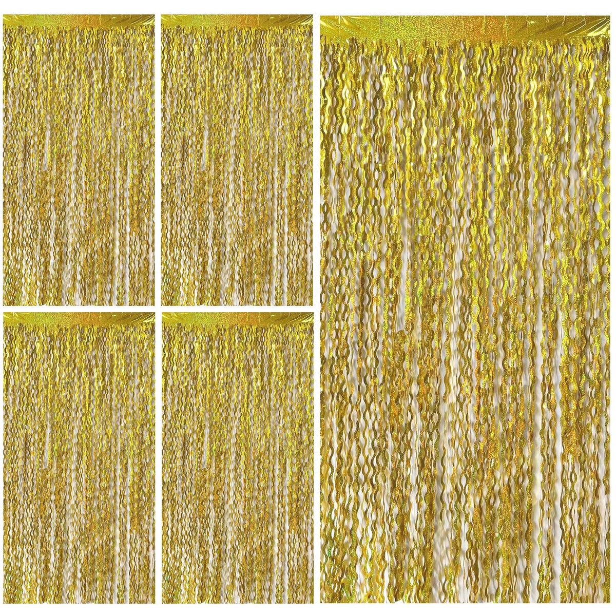 Wavy Metallic Tinsel Fringe Backdrop Curtain for Parties