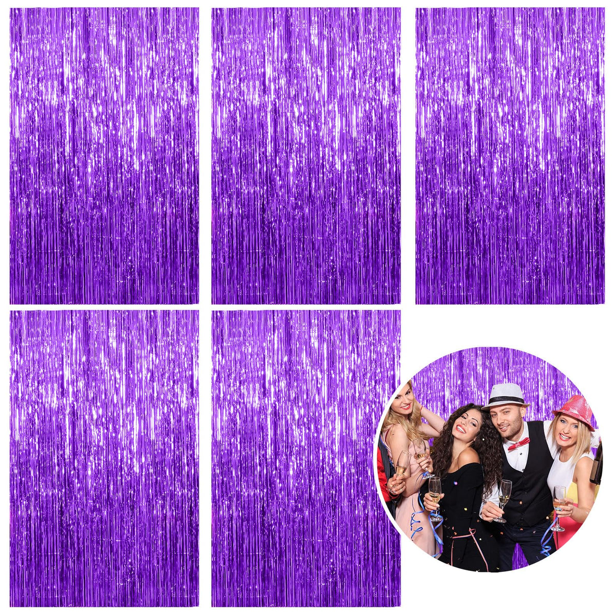 Metallic Foil Fringe Backdrop Curtain for Party Events