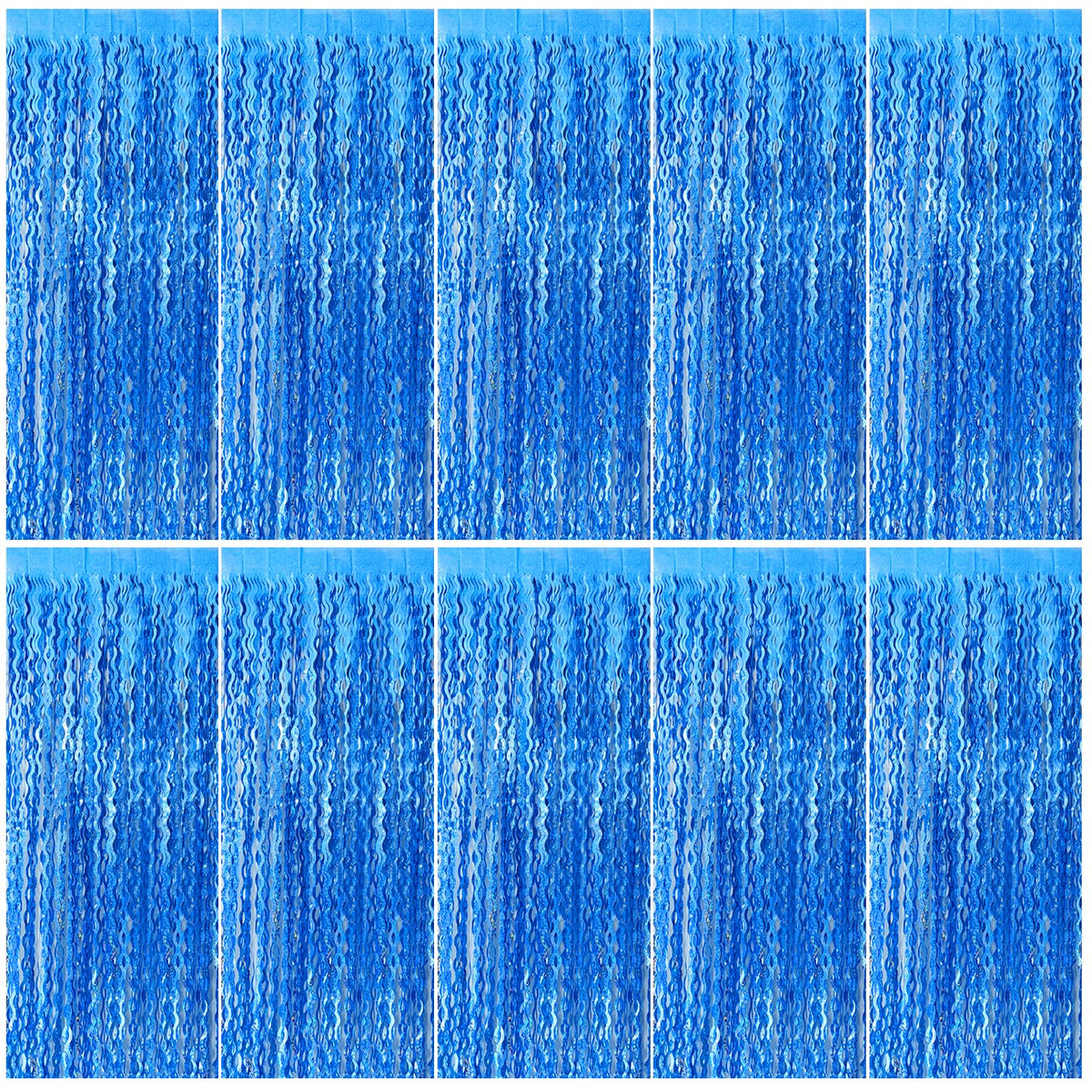 Wavy Metallic Tinsel Fringe Backdrop Curtain for Parties