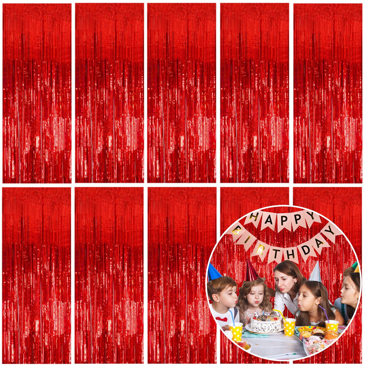 Metallic Foil Fringe Backdrop Curtain for Party Events