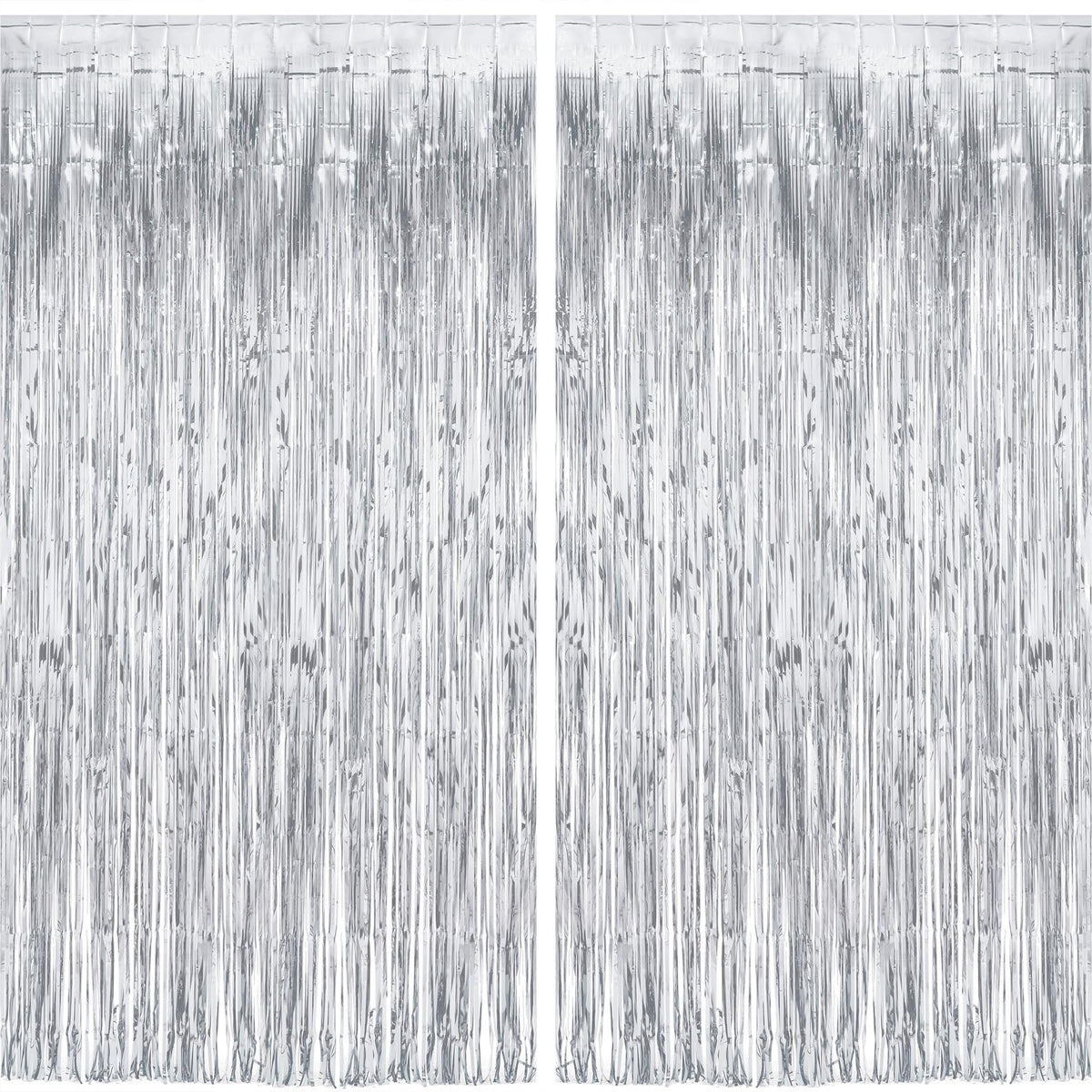 2-Pack Foil Fringe Backdrop Curtains for Party Events