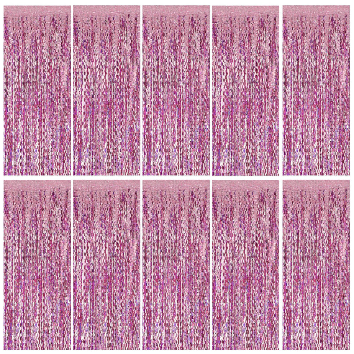 Wavy Metallic Tinsel Fringe Backdrop Curtain for Parties