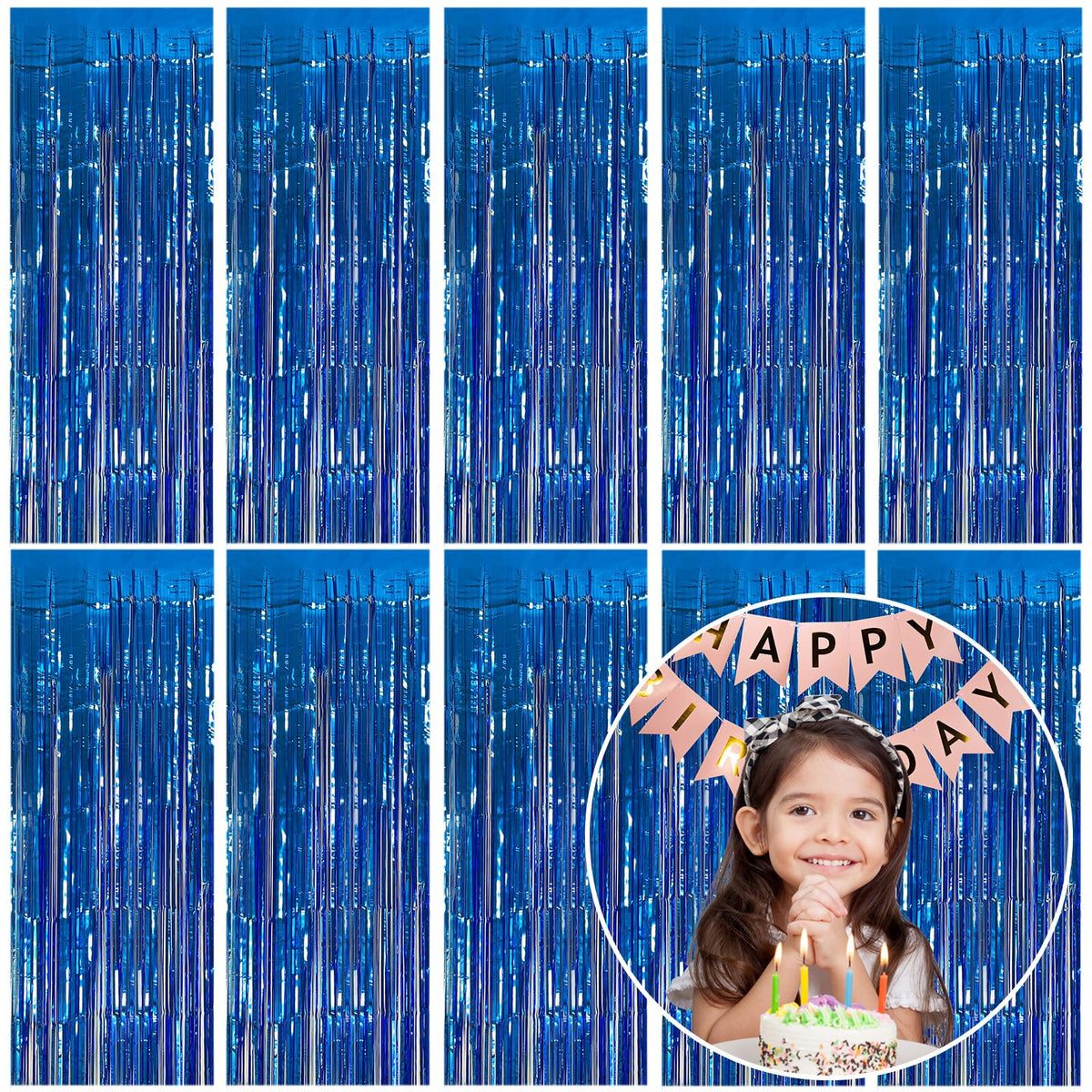 Metallic Foil Fringe Backdrop Curtain for Party Events