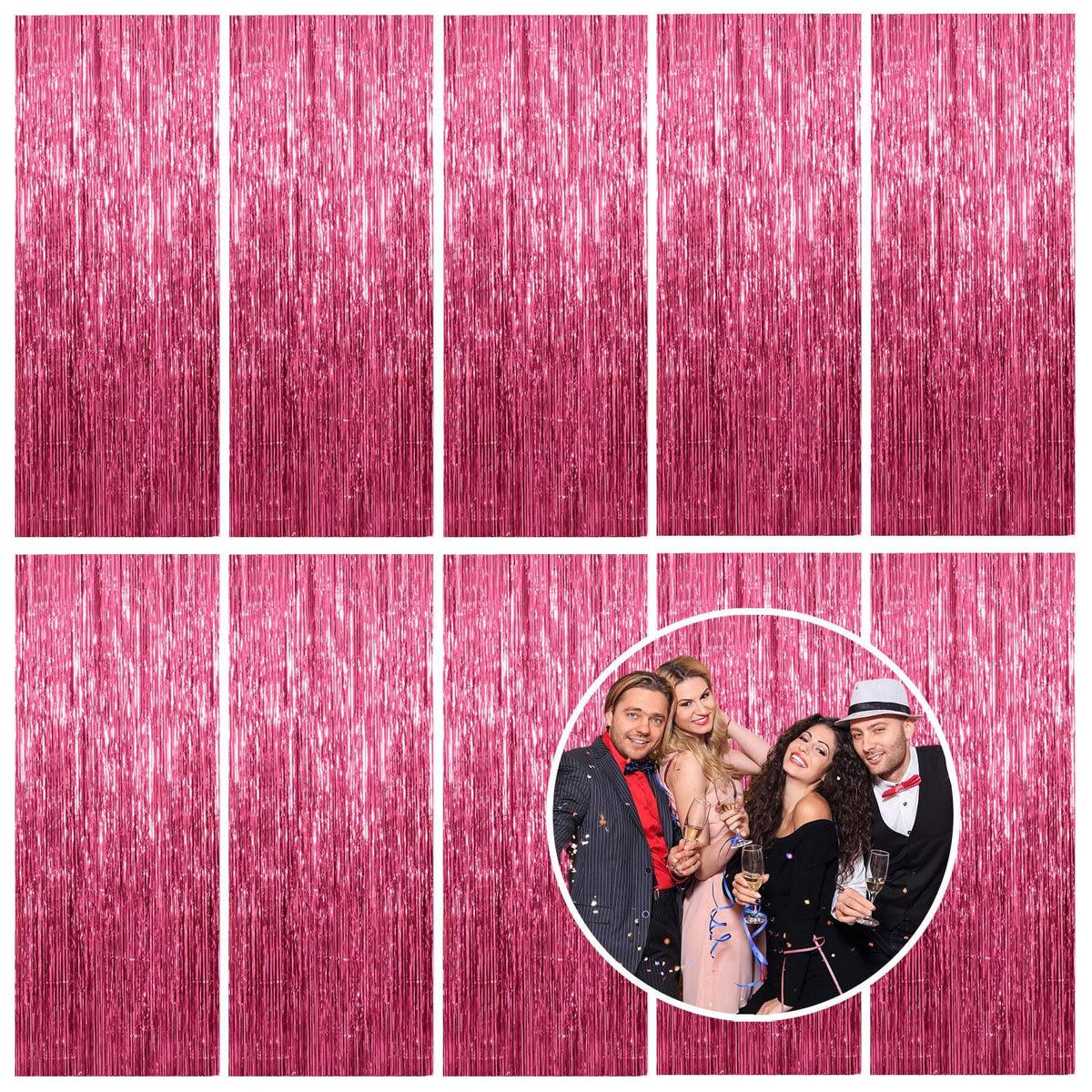 Metallic Foil Fringe Backdrop Curtain for Party Events