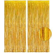 2-Pack Foil Fringe Backdrop Curtains for Party Events