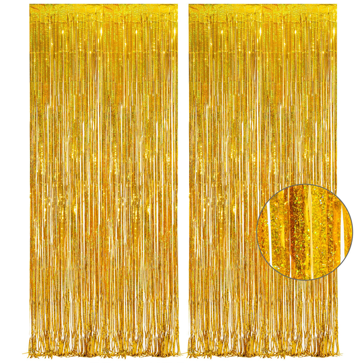 2-Pack Foil Fringe Backdrop Curtains for Party Events