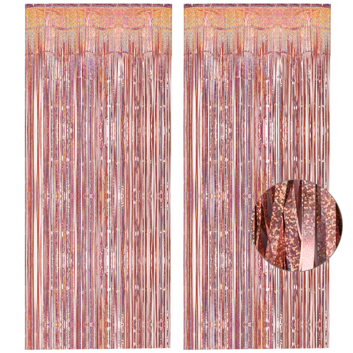 2-Pack Foil Fringe Backdrop Curtains for Party Events