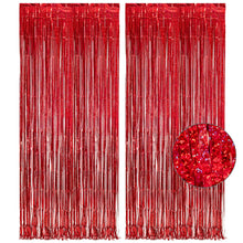 2-Pack Foil Fringe Backdrop Curtains for Party Events