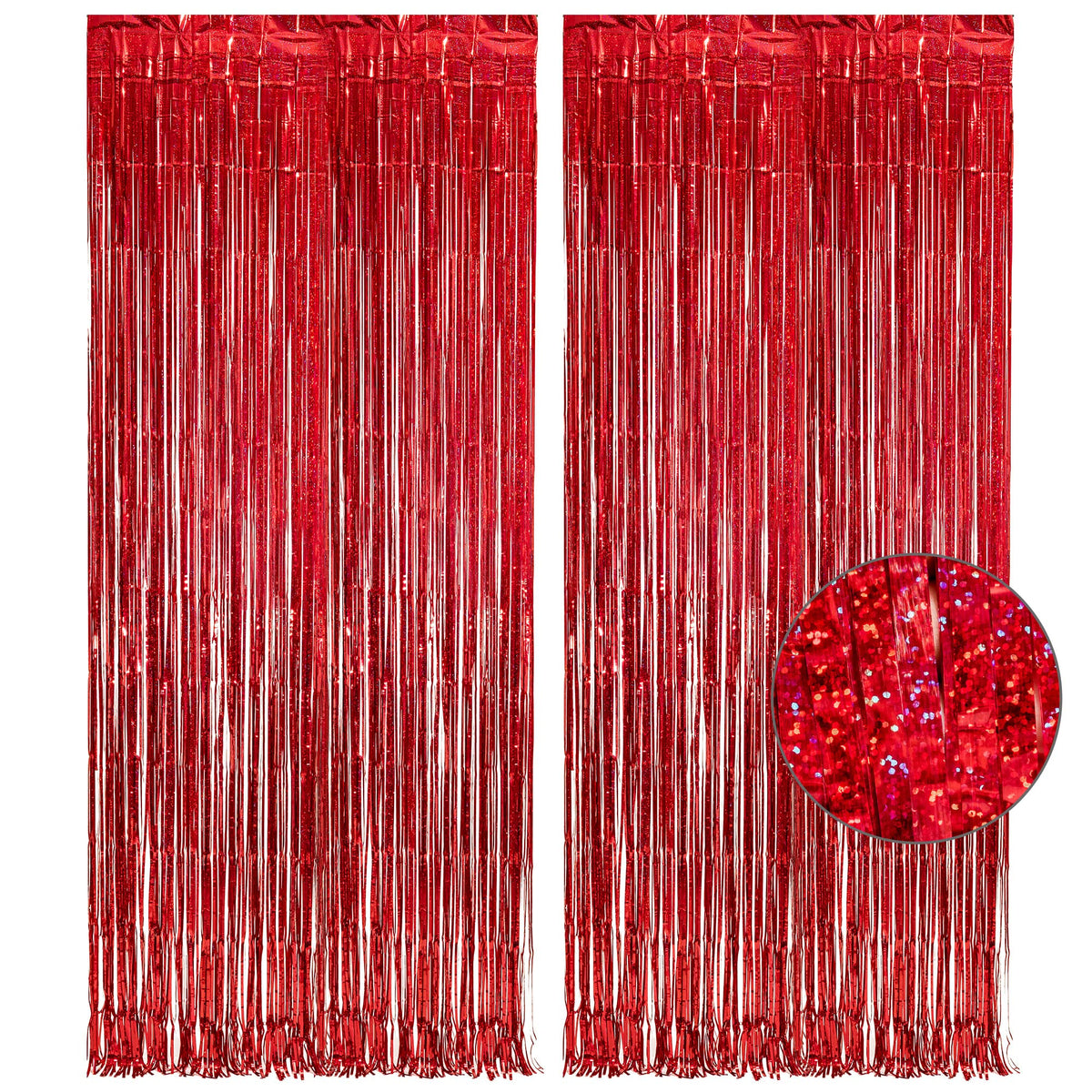 2-Pack Foil Fringe Backdrop Curtains for Party Events
