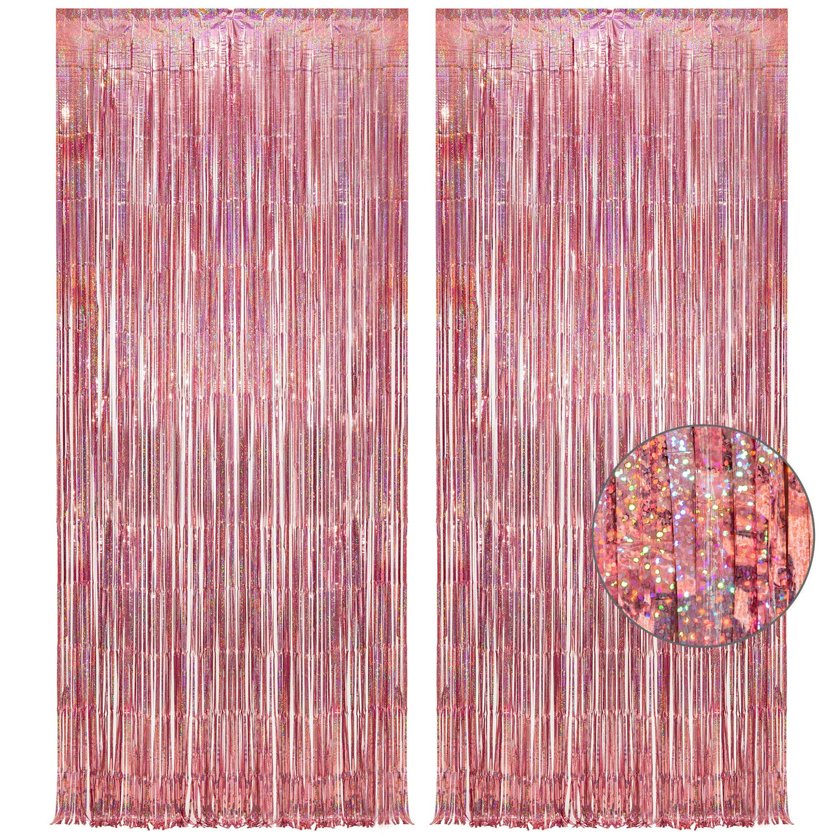 2-Pack Foil Fringe Backdrop Curtains for Party Events