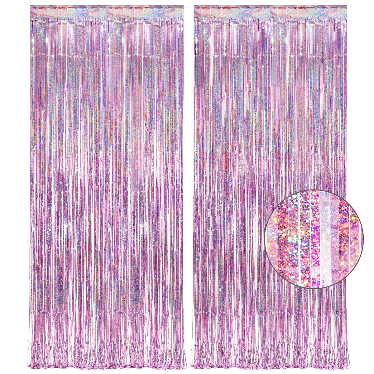 2-Pack Foil Fringe Backdrop Curtains for Party Events