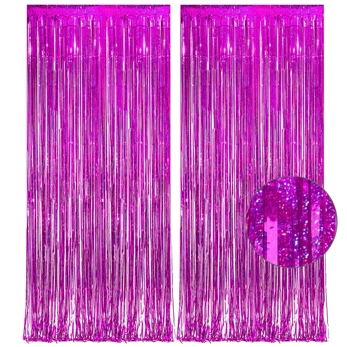 2-Pack Foil Fringe Backdrop Curtains for Party Events