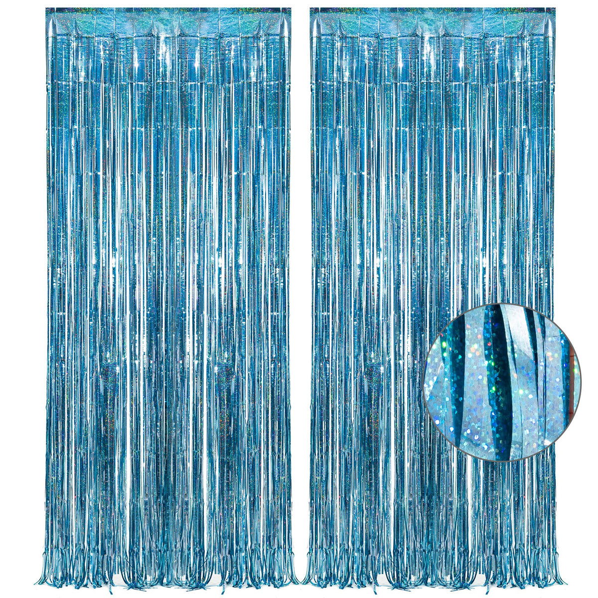 2-Pack Foil Fringe Backdrop Curtains for Party Events