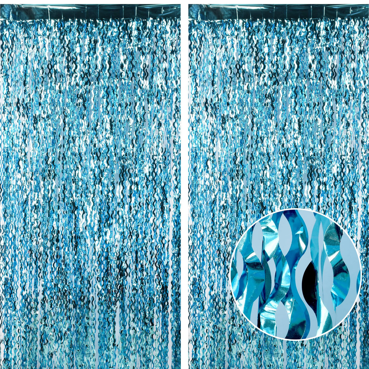 2-Pack Foil Fringe Backdrop Curtains for Party Events
